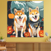 柴犬ハロウィン不気味 キャンバスプリント (インサイチュ (リビング))