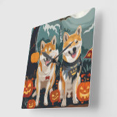 柴犬ハロウィン不気味 スクエア壁時計 (傾斜)