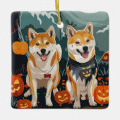 柴犬ハロウィン不気味 セラミックオーナメント (正面)