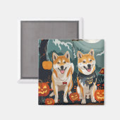 柴犬ハロウィン不気味 マグネット (正面/裏面)