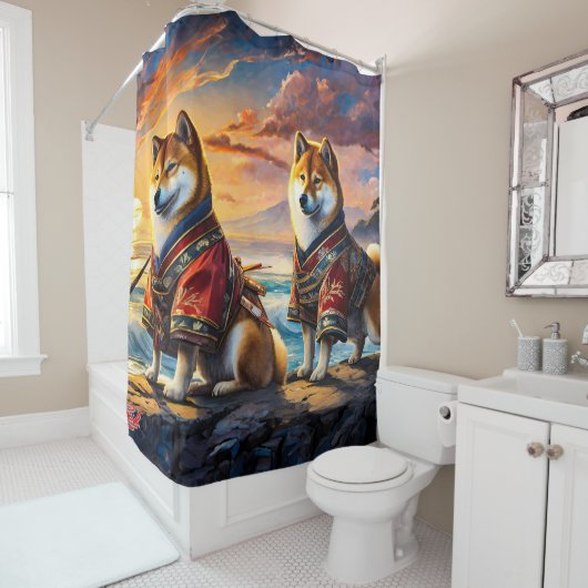 柴犬バイザショア02デザインバイリッチアメンギル シャワーカーテン (インサイチュ)