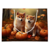 柴犬パピーオータムデライトカボチャ ラージペーパーバッグ (正面)