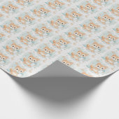 柴犬パピーベビーパステルウォーターカラーパターン ラッピングペーパー (角)