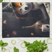 柴犬パンプキンズハロウィンホラー キッチンタオル (折り畳み)