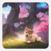 柴犬ファンタジーアニメ スクエアシール (正面)