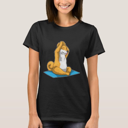 柴犬フィットネスヨガメディテーション Tシャツ (正面)