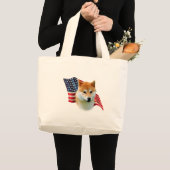 柴犬フラグ ラージトートバッグ (正面(商品))