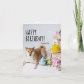 🐶柴犬ブリス🐶しっぽを振る誕生日 カード (正面)