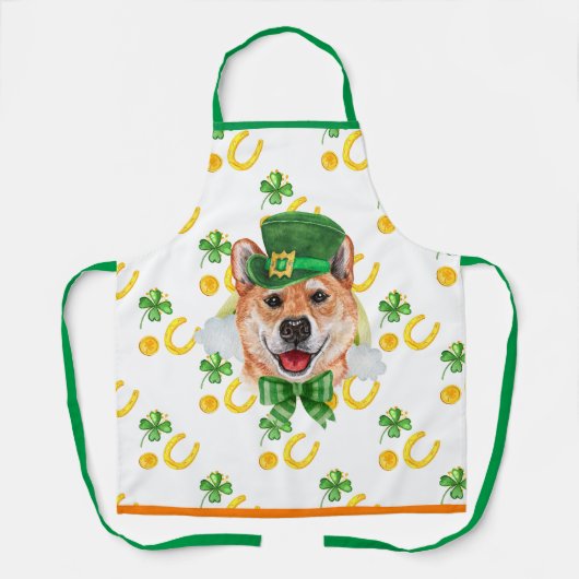 柴犬ホリデーインテリア St Patrick's Day ドッグ エプロン (正面)