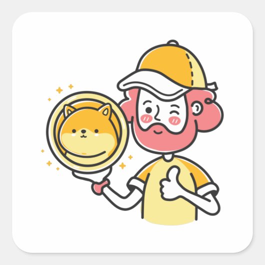 柴犬ホルダー スクエアシール (正面)