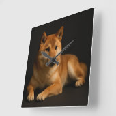 柴犬ポートレート – Shiba Inu Art スクエア壁時計 (傾斜)