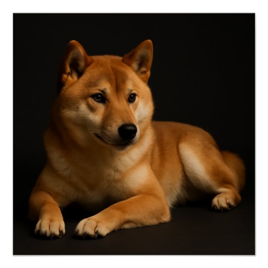 柴犬ポートレート – Shiba Inu Art Glossy ポスター (正面)