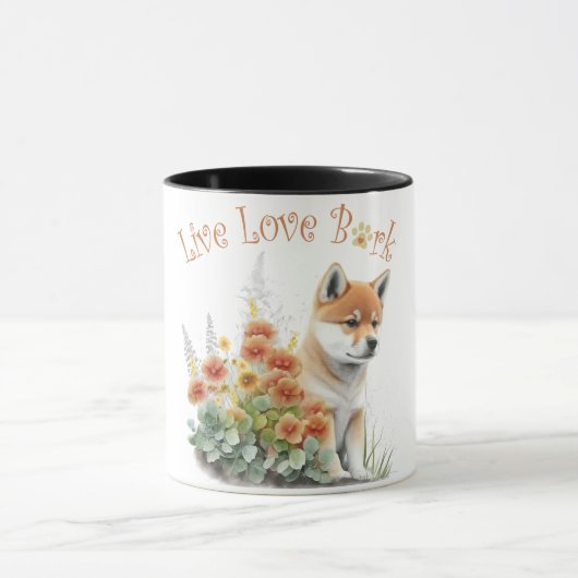 柴犬ママ フラワー マグカップ (中央)