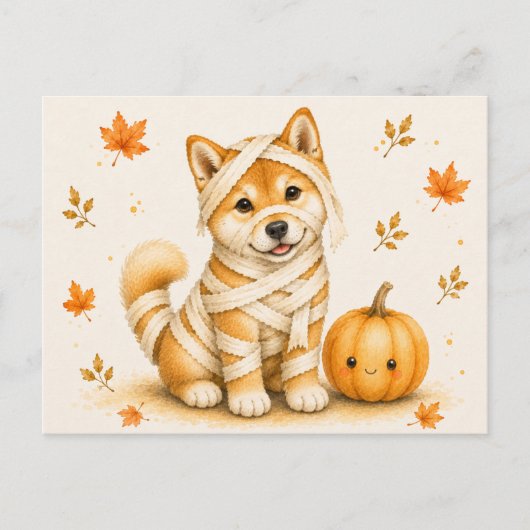柴犬ミイラハロウィン ポストカード (正面)