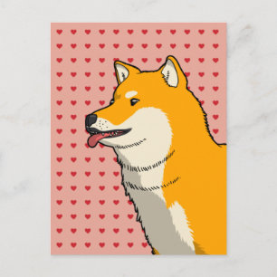柴犬ラブ ピンク ポストカード