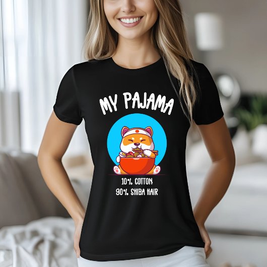 柴犬ラーメンおもしろい Tシャツ