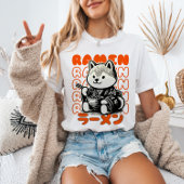 柴犬ラーメン恋人レトロ 日本の トライブレンドTシャツ