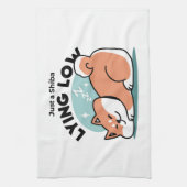 柴犬リラックスアート：芝が低い キッチンタオル (縦)