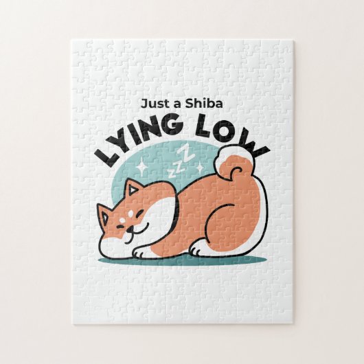 柴犬リラックスアート:芝が低い ジグソーパズル (縦)