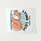 柴犬リラックスアート:芝が低い タペストリー (正面(横))