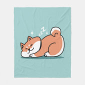 柴犬リラックスアート：芝が低い フリースブランケット (正面)