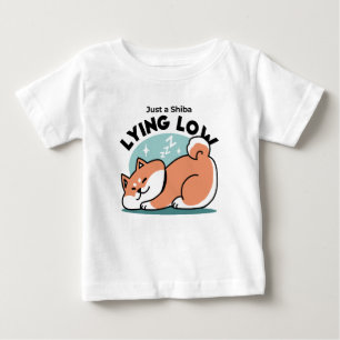 柴犬リラックスアート:芝が低い ベビーTシャツ