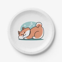 柴犬リラックスアート：芝が低い ペーパープレート