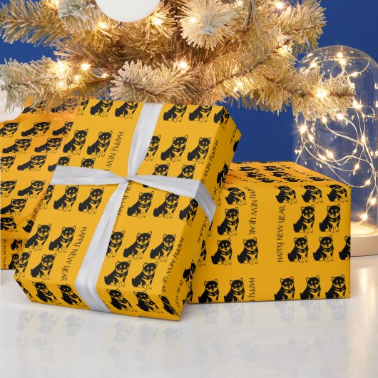 柴犬中国のドッグ年2018 Gラッピング紙 ラッピングペーパー (クリスマス)