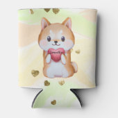 柴犬保持ハート 缶クーラー (正面)