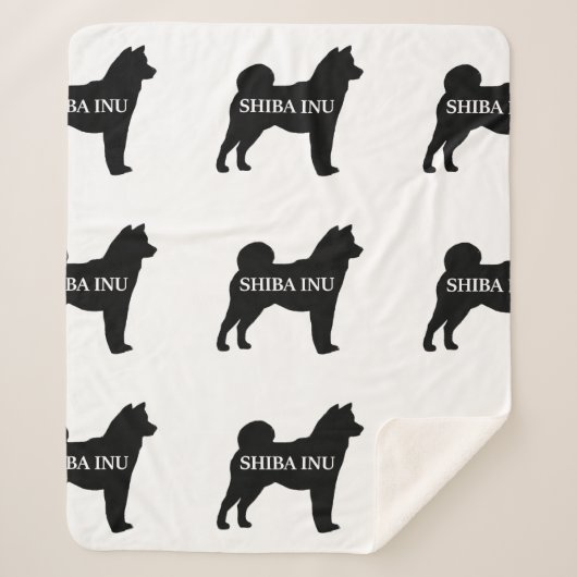 柴犬名サイロ黒 シェルパブランケット (正面)