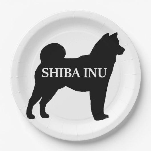 柴犬名サイロ黒 ペーパープレート (正面)