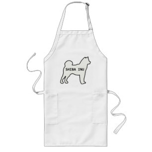 柴犬名シルエットクリーム ロングエプロン