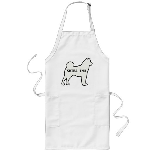 柴犬名シルエットクリーム ロングエプロン (正面)
