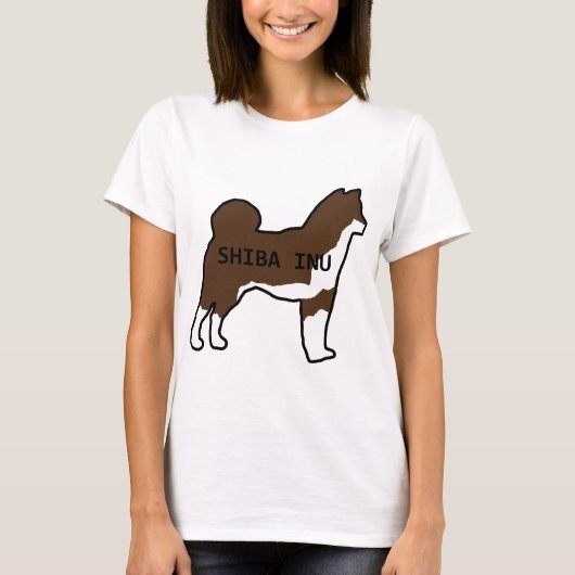 柴犬名シルエット赤ゴマ Tシャツ (正面)