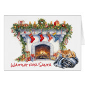 柴犬子犬サンタ暖炉を待つ (正面横)
