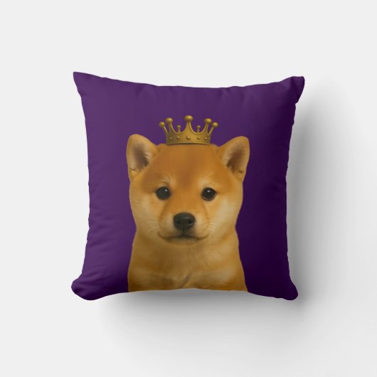 柴犬子犬金ゴールド王冠かわいい クッション (正面)