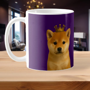 柴犬子犬金ゴールド王冠かわいい コーヒーマグカップ