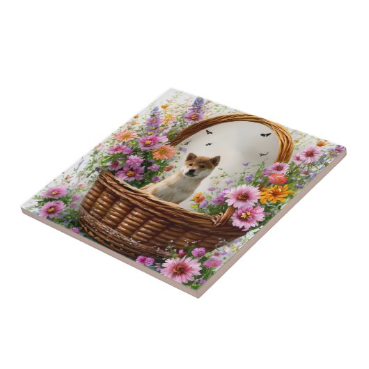 柴犬子犬 タイル (側面)