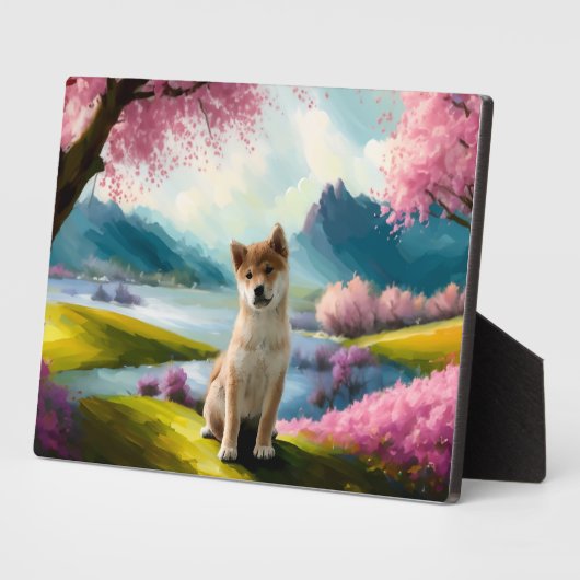 柴犬子犬 フォトプラーク (側面)