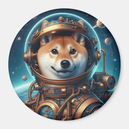 柴犬宇宙飛行士3インチマグネット マグネット (正面)