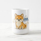柴犬富士日本画風の犬 コーヒーマグカップ (中央)