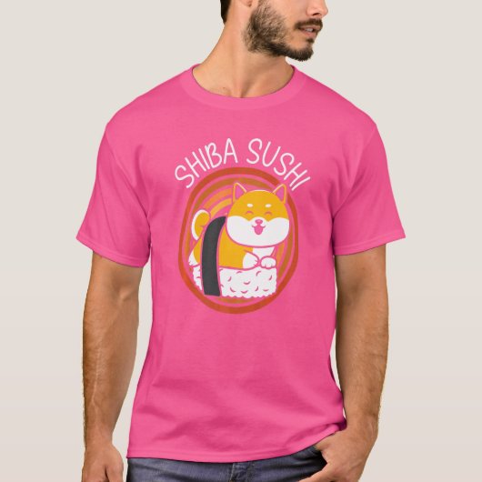 柴犬寿司 フード系 寿司好きな人へ Tシャツ (正面)