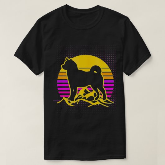 柴犬恋人デザイン80sヴィンテージスタイルギフト tシャツ (デザイン正面)