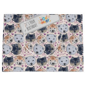 柴犬手描き漫画の頭 ラージペーパーバッグ (正面)