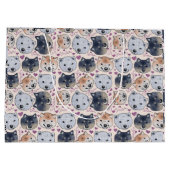 柴犬手描き漫画の頭 ラージペーパーバッグ (裏面)