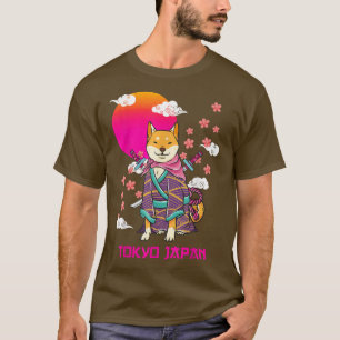 柴犬日本の美学桜さくらんぼブロッサム Tシャツ