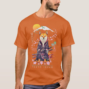 柴犬日本の美学桜さくらんぼBloss Tシャツ