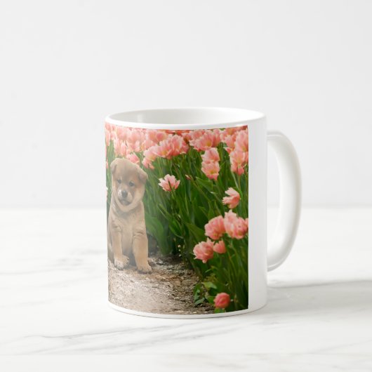 柴犬春の花 コーヒーマグカップ (正面右)