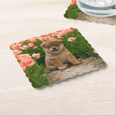 柴犬春の花 ペーパーコースター (アングル)