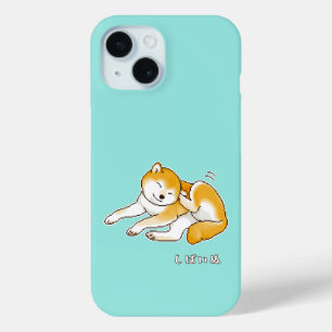 柴犬犬が彼女の耳のピクセラートを引っ掻く iPhone 15ケース